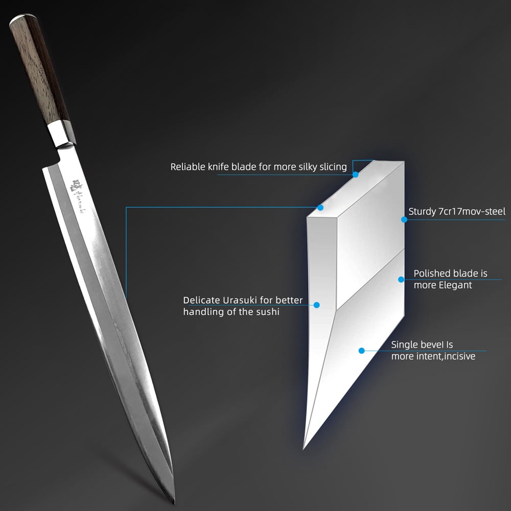 Japanese Sushi Knife 8.5inch Chef Knife for Sashimi Fish,High Carbon Stainless Steel Slicing Meat Knife with Box