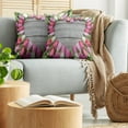thumbnail image 5 of Ambesonne Colorful Throw Pillow Cover 2 Pack, Frame of Fresh Tulips, 24", Pink Green Umber, 5 of 7
