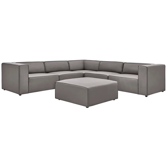 Modway Mingle Vegan Leather 6-Piece Furniture Set in Gray