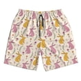 thumbnail image 2 of Honeii's Yellow Pueple Rabbit Print Men's Casual Shorts with Drawstring，Swim Trunks Quick Dry Beach Shorts, 2 of 5