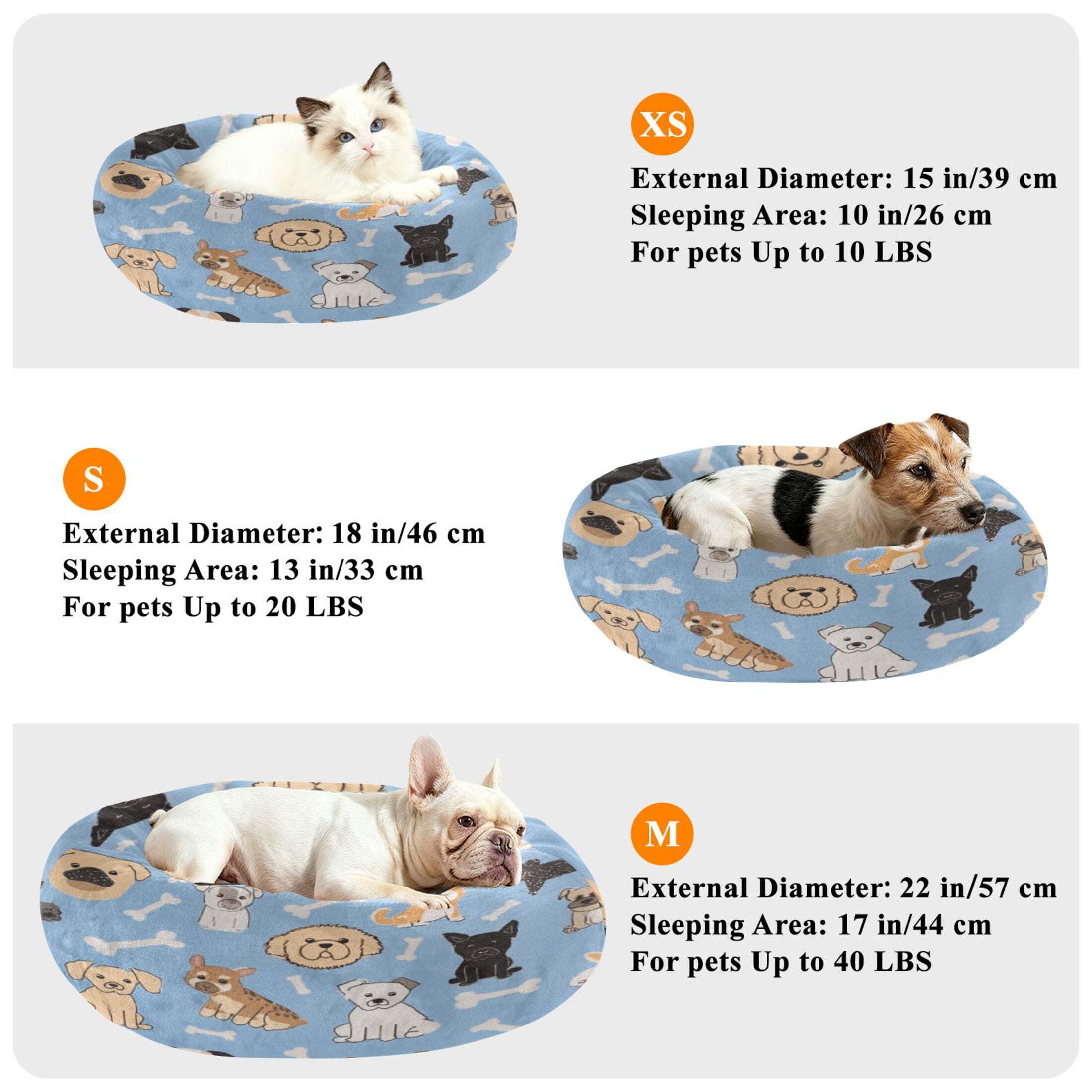 Iauyy Pet Couch Donut Cat Bed for Indoor Cats/Small Dogs Washable & Machine with Non-slip Bottom Calming Cat Furniture, Bone (M)