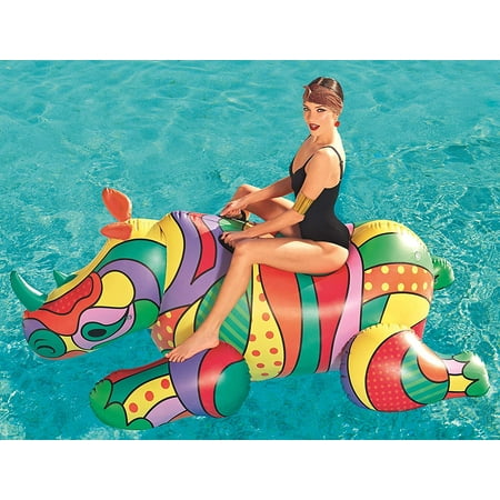Bestway Vinyl Pop Rhino Pool Float, Multicolor (Best Way To Pop Ears After Flying)