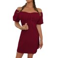 thumbnail image 2 of Floenr Sundresses for Women,Women Summer Dresses Solid Color Short Sleeve Casual Knee Length Dress, 2 of 9