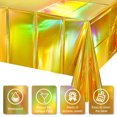 thumbnail image 6 of Iridescence Plastic Tablecloth, Shiny Disposable Rectangle Table Cover Holographic Foil Tablecloth Iridescent Party Decoration Birthday Bridal Wedding Christmas, 54" x 108", 6 of 7