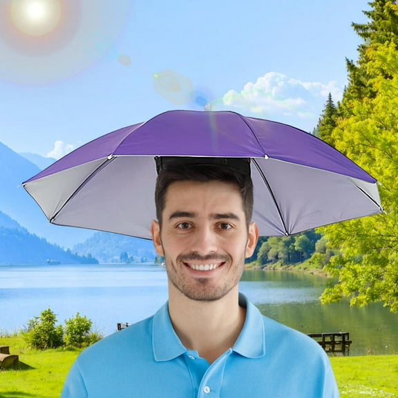 Umbrella Hat Sun Umbrella Hat for Fishing Waterproof Adjustable Headwear Lightweight Outdoor Gear for Camping Gardening Beach Hiking Fishing refined