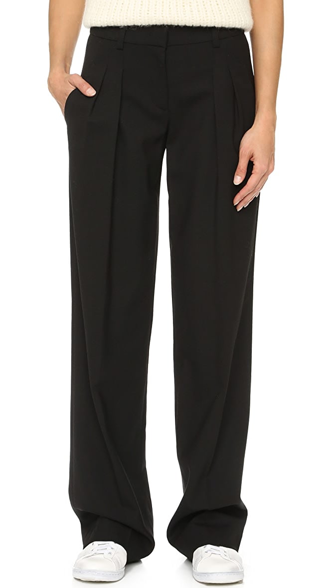 Dress Pants Wide Leg Pleated Stretch 