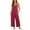 Red, variant on Women's Loose Fit Casual Jumpsuit with Pockets Solid Color Sleeveless Wide Leg One Piece Blue L