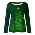 thumbnail image 4 of Babysbule Womens Christmas Tops Fashion Long Sleeve Crewneck Christmas Tree Print Pullover Women Tops Blouse, 4 of 5