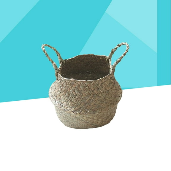 HOOWIFFY Rattan Baskets For Decor Seaweed Basket Shopping Basket Adults Shopping Mall 1Pcs