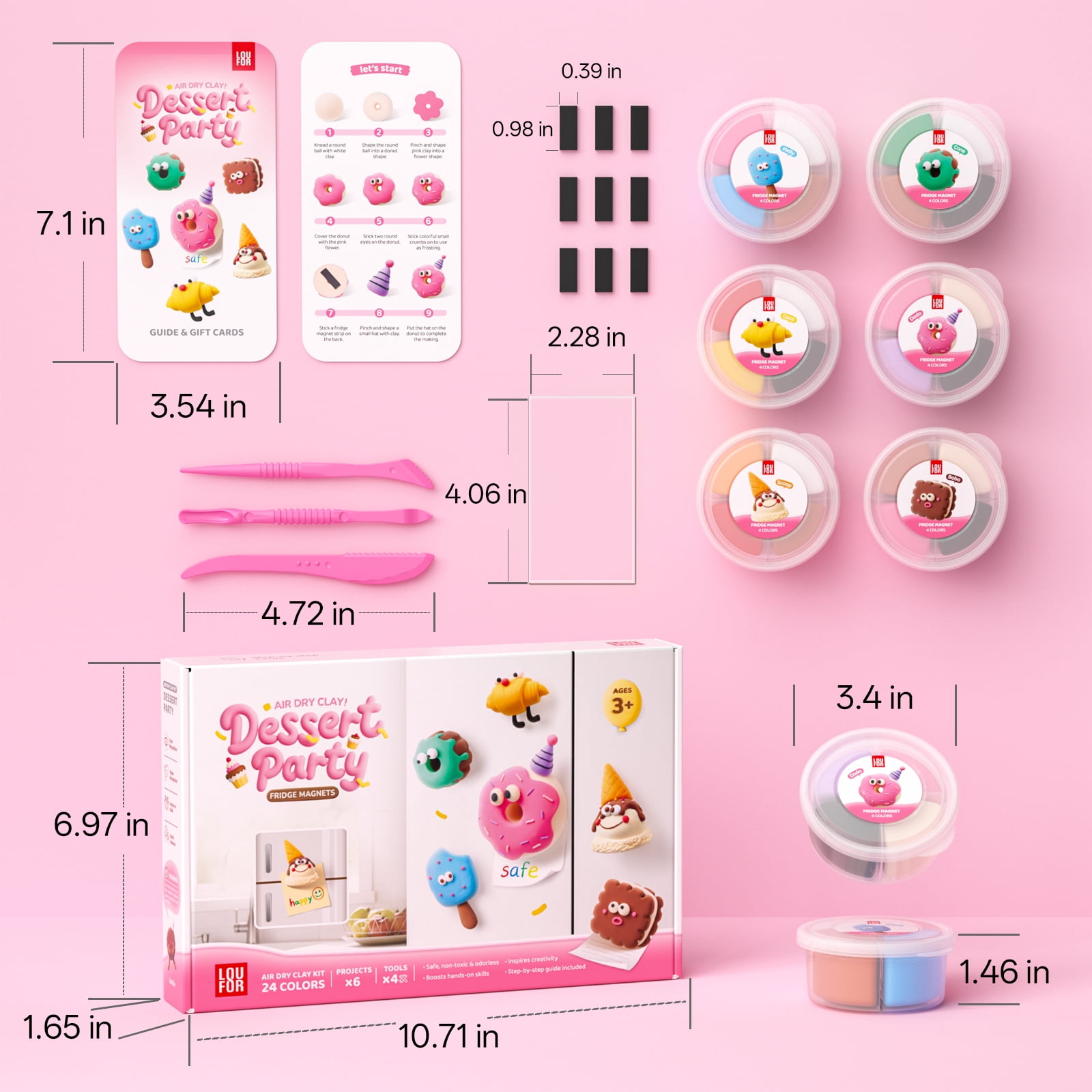 Air Dry Clay Kit for Kids - Fridge Magnets Making, 6 Boxes Modeling Clay with Sculpting Tools Tutorials, Ultra Light & Soft, Non-Toxic & Safe, DIY Arts and Crafts, Make Your Own Refrigerator Magnet