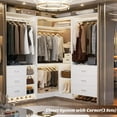 thumbnail image 3 of Aheaplus Corner Closet System With Shelves, 34'' Organizer With Hanging Rods, Wood Walk-in for Small Space, Freestanding Tower, L Shaped Garment Rack, White, 3 of 14