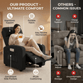 thumbnail image 3 of Pirecart Fabric Reclining Chair, Single Sofa Chair with Thicker Seat Cushion and a Side Pocket, Home Theater Seating with Adjustable Backrest and Footrest, Black, 3 of 9