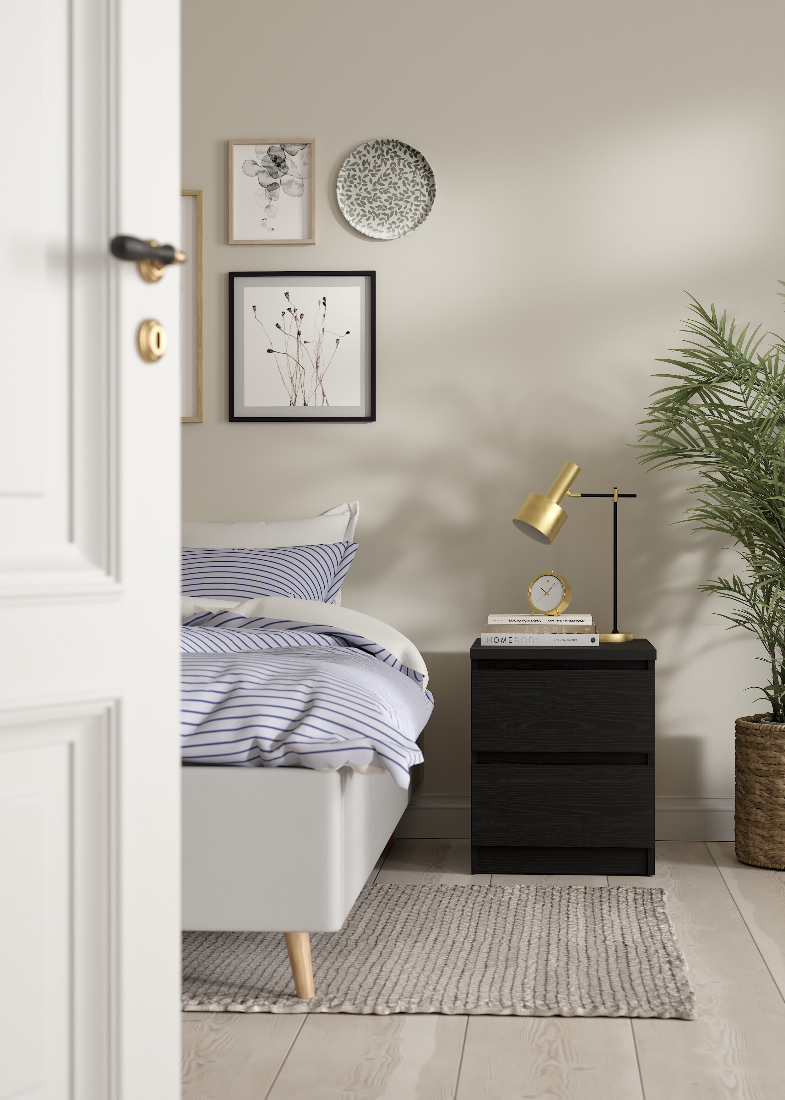 Tvilum Scottsdale 2 Drawer Wood Nightstand in Black