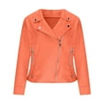 thumbnail image 4 of Women's Suede Jackets Short Zip up Slim Fitting Lapel Biker Motorcycle Jacket with Zipper Pockets Fall Jacket for Lady Orange XXL, 4 of 8