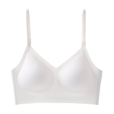 Gnurob Women s Seamless Bras No Underwire Bralettes Cozy Breathable Brassiere Adjustable Strap Bralette Beauty Back Smoothing Bra Everyday lingerie Clearance Saving White Medium