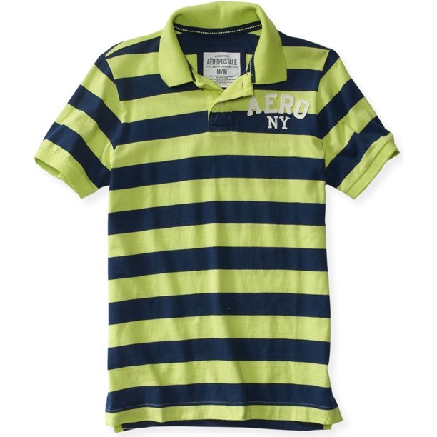 Polo de Rugby Aeropostale hombre rayas verde grande