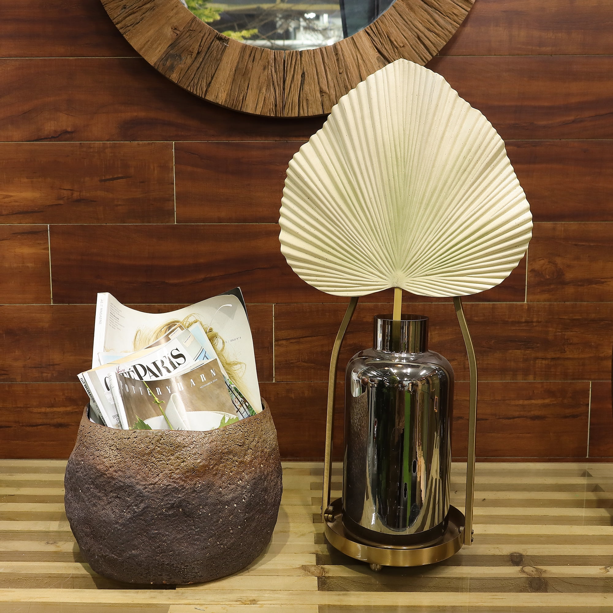 (2 pack) Mainstays 26 inch Artificial Natural Fan Palm Leaf Stem  - Everyday / Greenery / Artificial Plant / For Vase