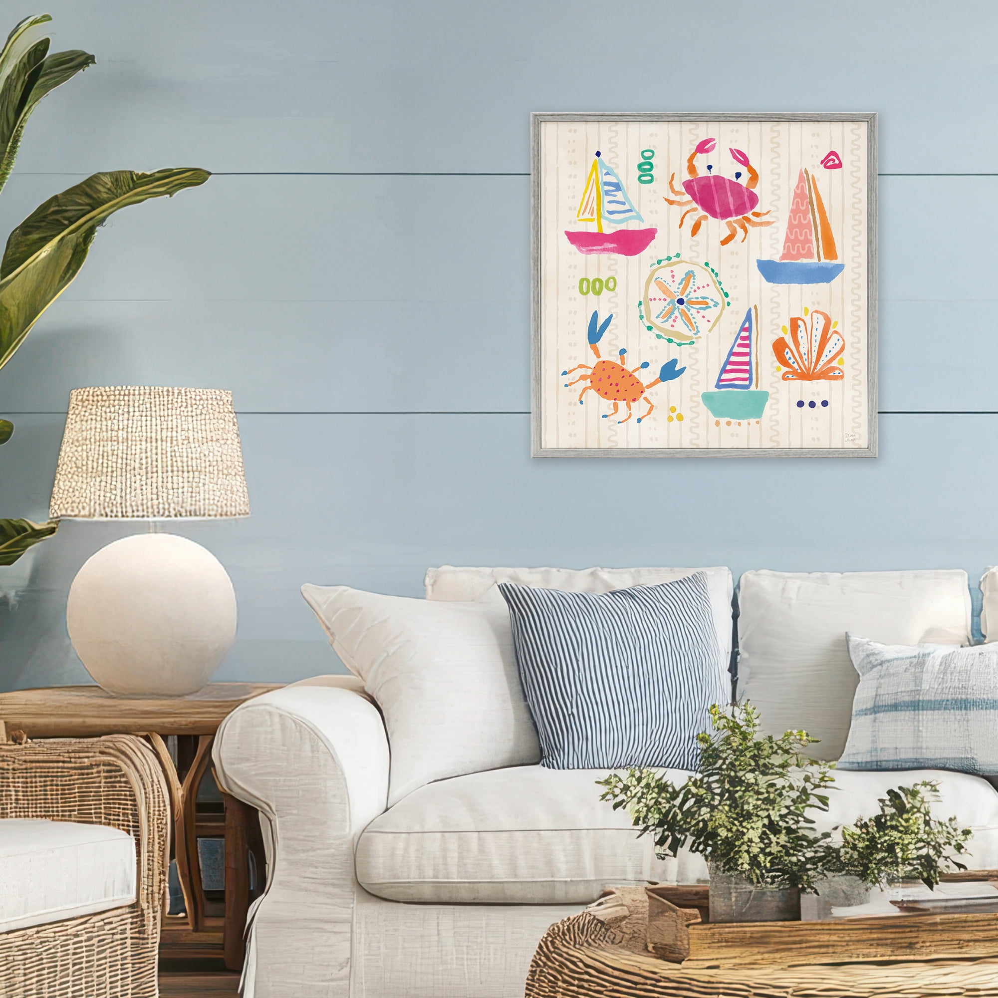 Stupell Industries Nautical Fine In The Sunshine Gray Framed Giclee Art, design by Dina June