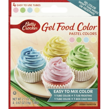 Betty Crocker Gel Food Coloring, Pastel Color, 4 Tubes