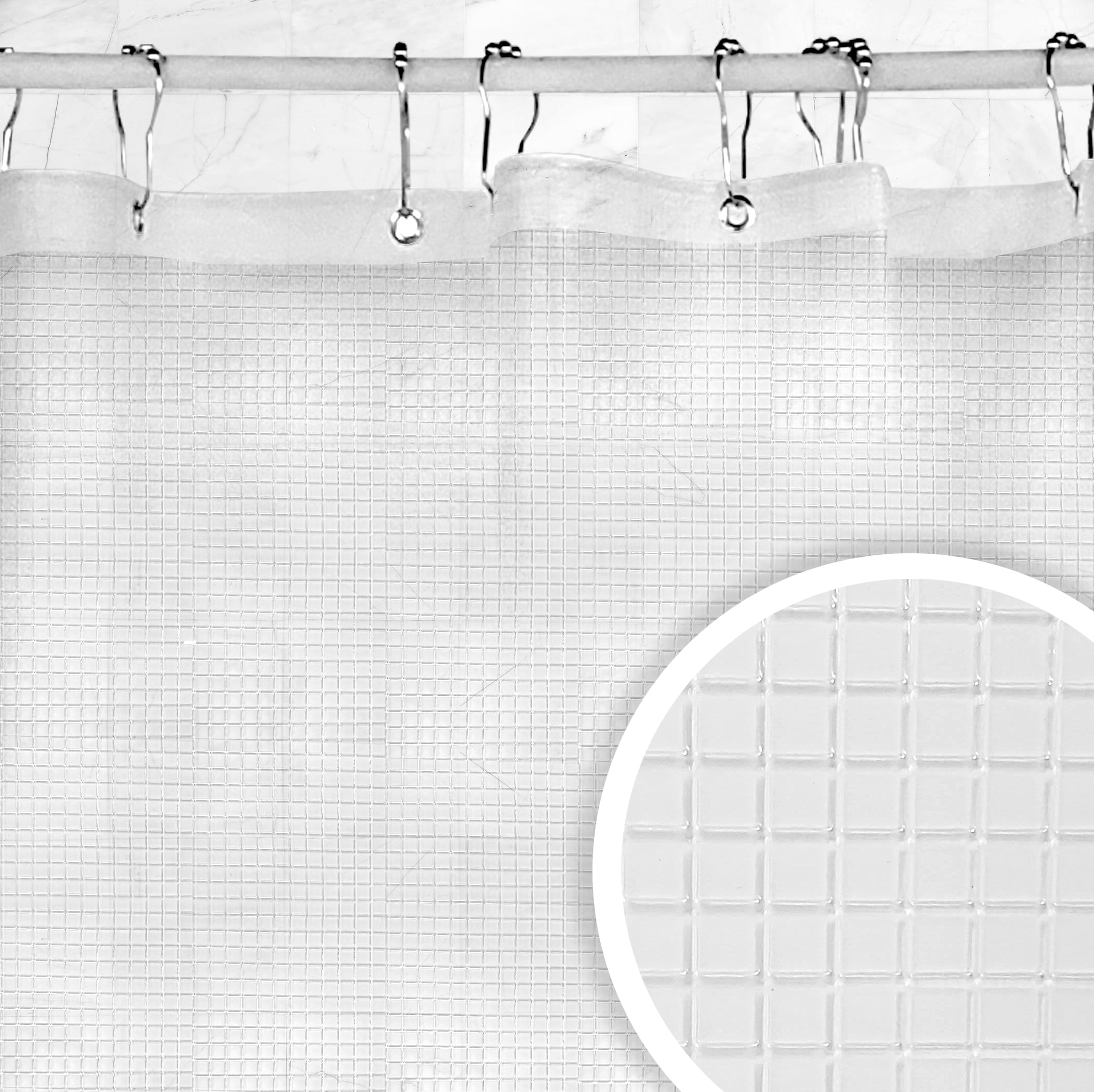 Better Homes & Gardens, 72" x 70", Heavy Weight PEVA, Embossed Waffle Shower Liner, White