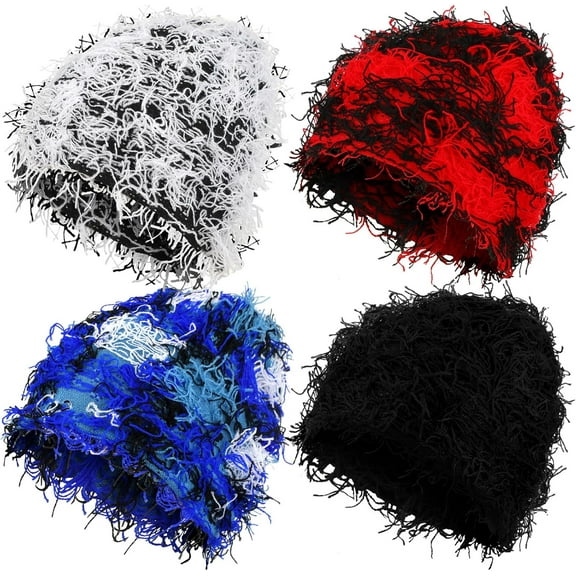 4 Pcs Unisex Distressed Balaclava Y2k Knitted Beanie Outdoor Fuzzy Winter Hat Knit Beanie Warmcap for Men Women
