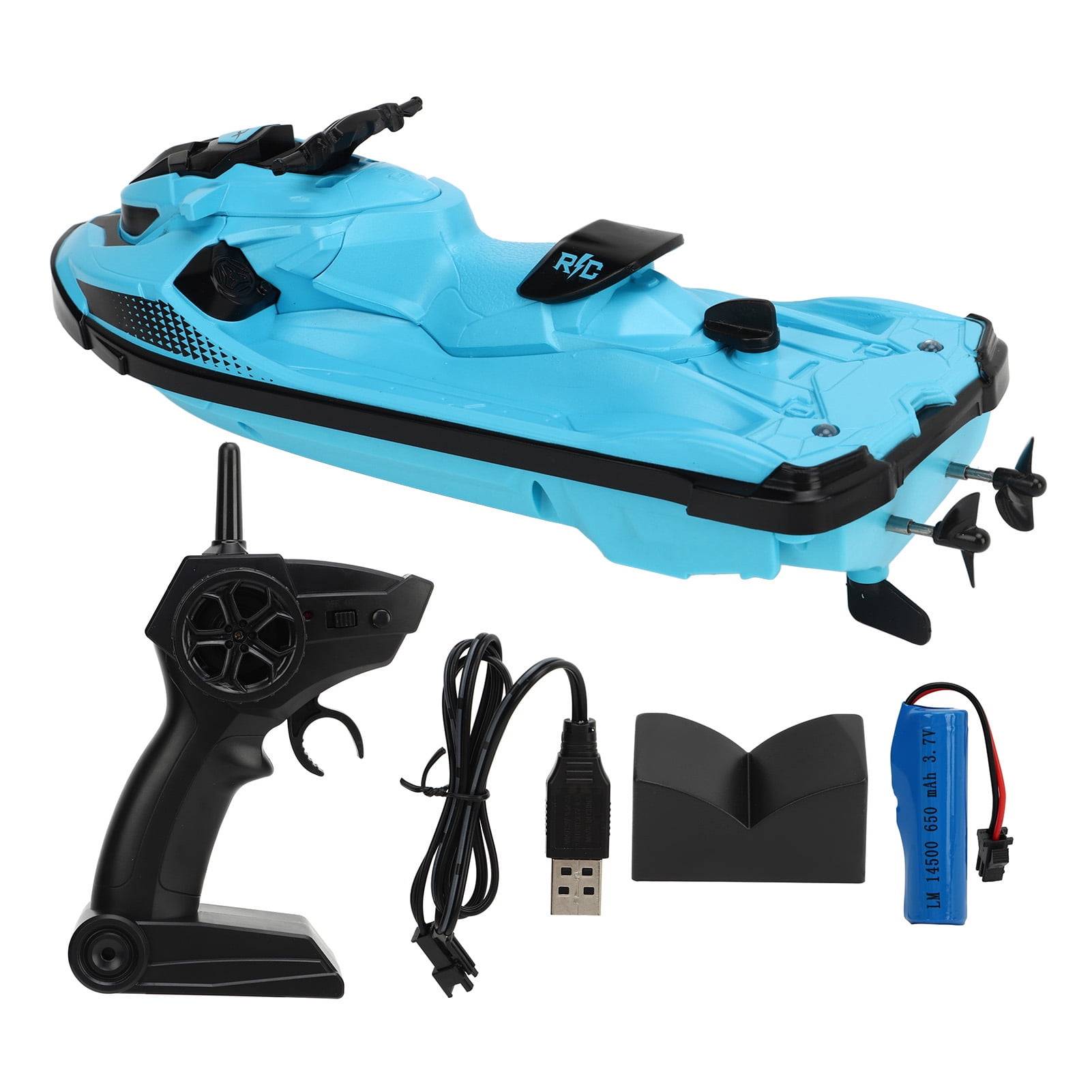 OBEST Mini Barco RC 2.4GHz Con Luces LED Para Piscina - Velocidad Variable Y Giro 360° | Juguete Acuático Verano | Regalo Para Niños
