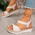 thumbnail image 4 of Viluyesy Womens Wedge Sandals, Fashion Striped Comfort Peep Toe Summer Casual Dressy Shoes White US7.5, 4 of 9