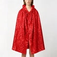 thumbnail image 7 of WAGUTH Womens Sparkly Sequin Hooded Cape Cloak Tie Front Glitter Cover Up Shawl for Halloween Party Outfits, 7 of 7
