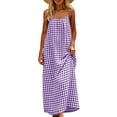 thumbnail image 5 of Gamivast Womens Sundresses Loose Fit Spaghetti Strap Backless Dress Gingham Plaid Pattern Casual Dresses Summer Beach Vacation Holiday Party Daily Wear, 5 of 10