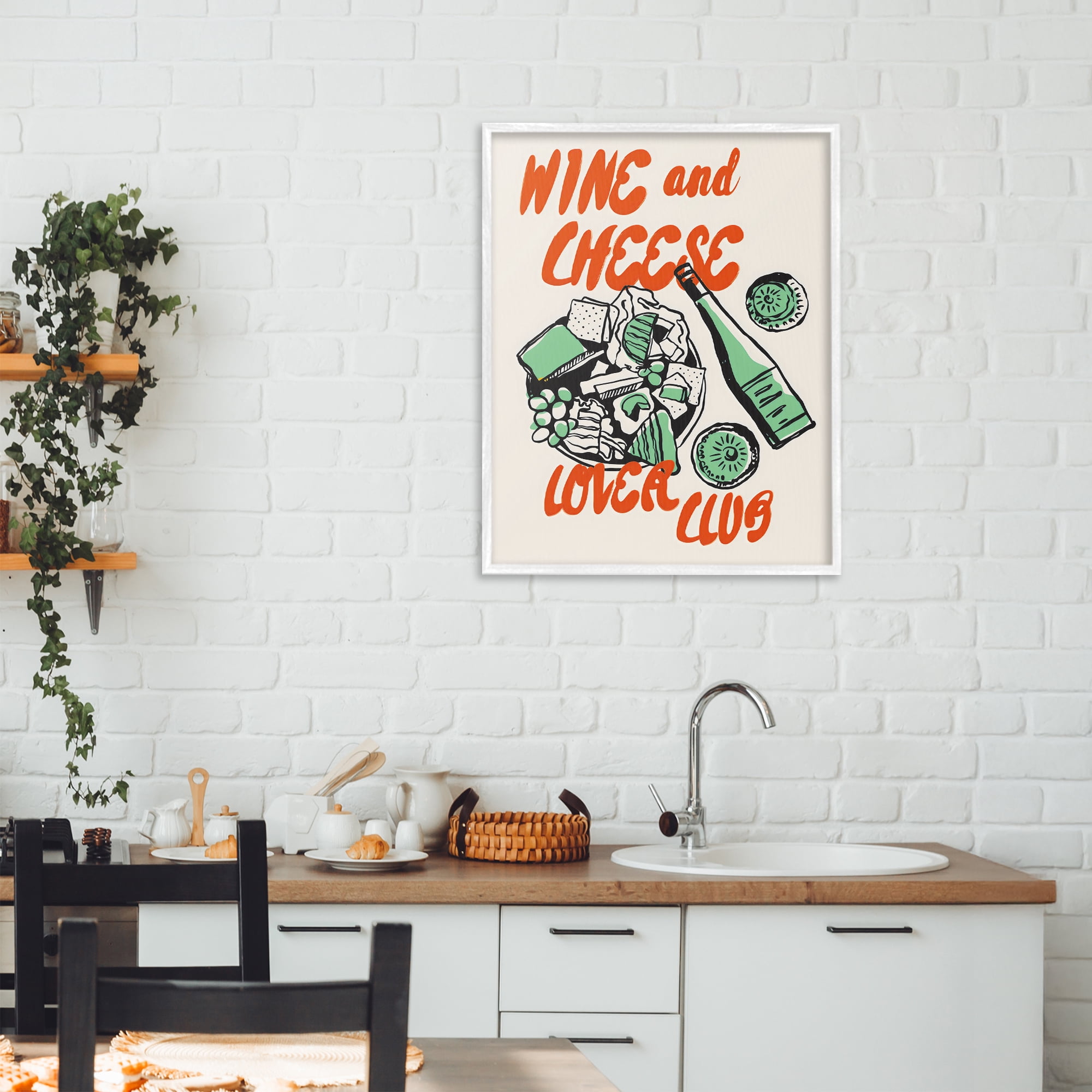 Stupell Industries Wine & Cheese Lover Club White Framed Giclee Art, design by The Prints Vibe