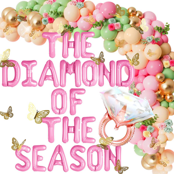 Floral Diamond of The Season Banner Tea Party Bridal Shower Decorations for High Tea Party Supplies Garden Party Bridal Shower