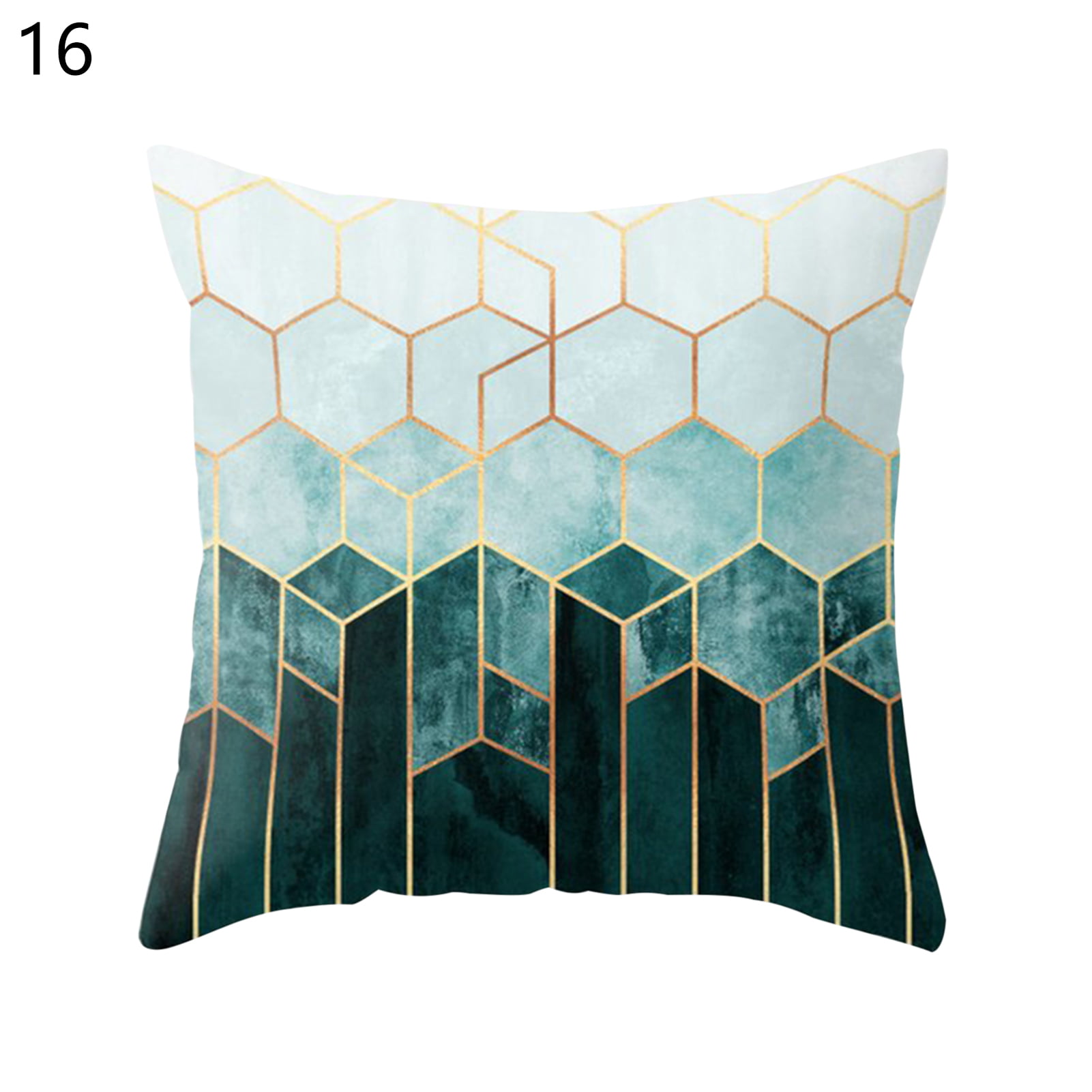 18" Blue Geometric Polyester Pillow Case Waist Throw Cushion Cover Home Decor 