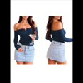 thumbnail image 3 of Tops de Larga con Hombros Descubiertos para Mujer, Ideales para Salir, Clubs de Moda de Otoño Y2K, Conciertos de Azul Oscuro M, 3 of 9