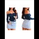 thumbnail image 3 of Tops de Larga con Hombros Descubiertos para Mujer, Ideales para Salir, Clubs de Moda de Otoño Y2K, Conciertos de Azul Oscuro S, 3 of 9