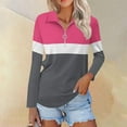 thumbnail image 2 of Yufatyle Women's Long Sleeve Tops Quarter Zip Collared Shirts Golf Shirts for Women Business Casual Summer Tees Hot Pink, 2 of 7