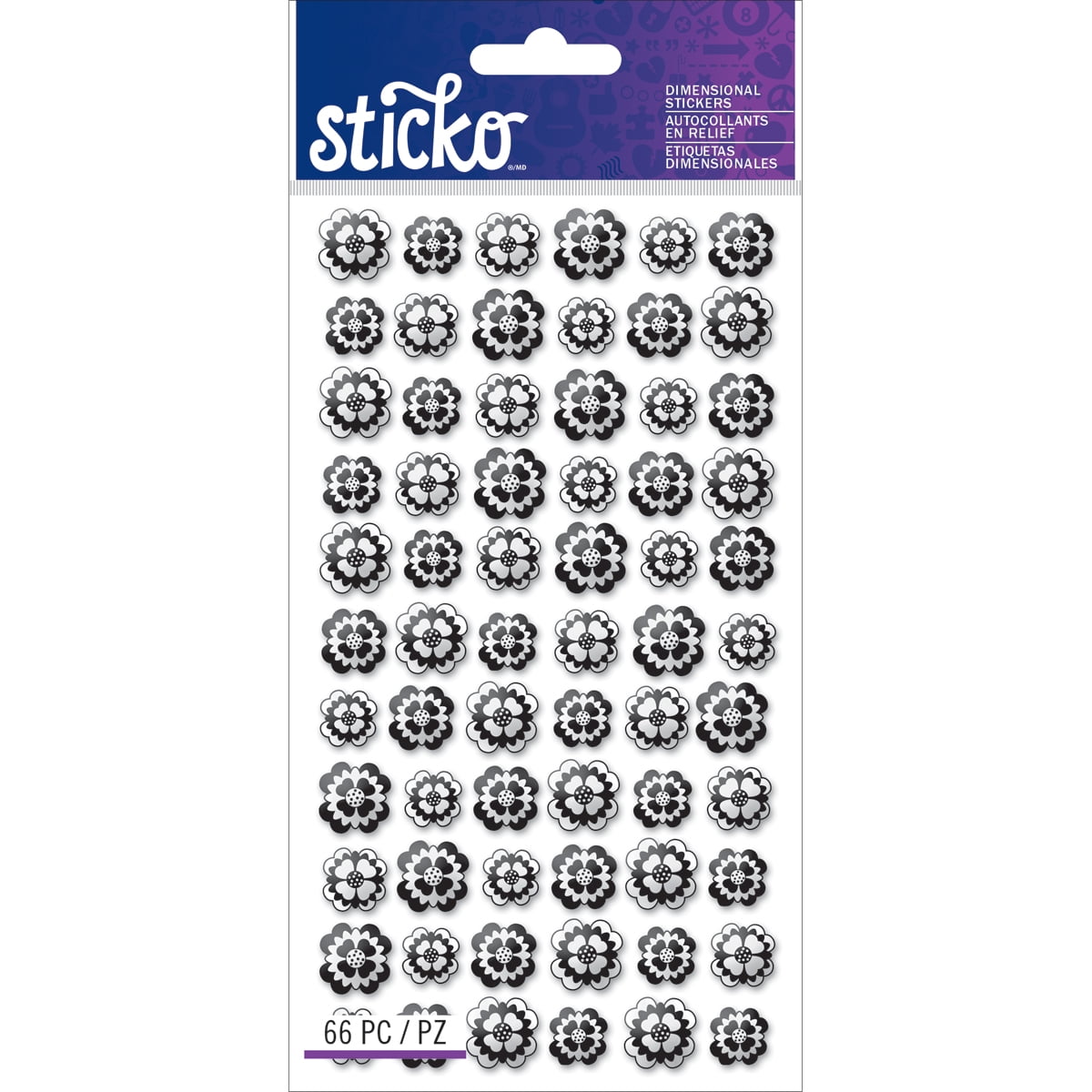 Sticko Plus StickersBlack & White Flowers