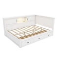 thumbnail image 4 of Full Size Platform Bed,L-Shaped Bed Frame with Drawer and and Bookcase, Mattress Foundation with Led Downlight and USB Port for Small Room,Bedroom, Guest Room, White, 4 of 7