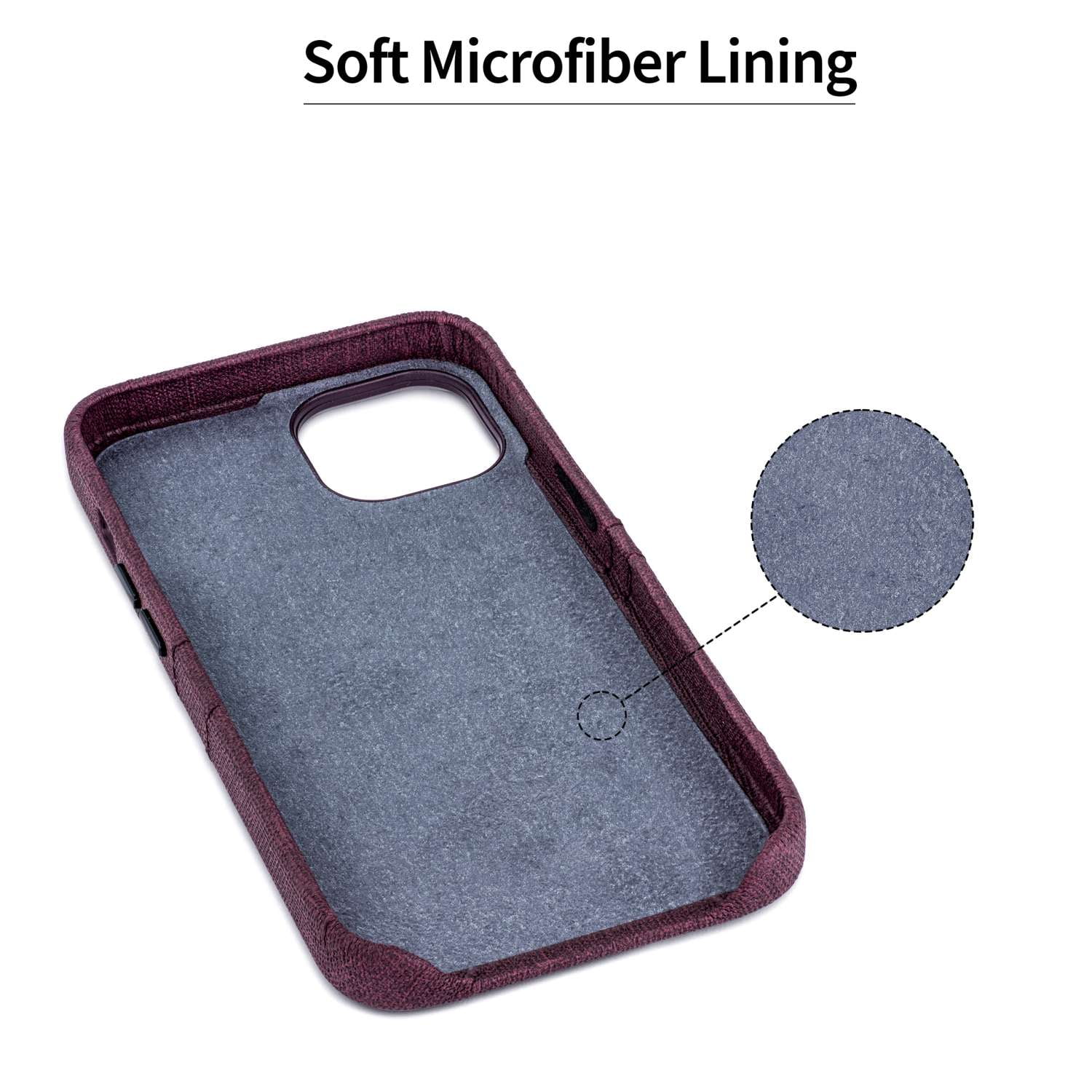 Dockem Card Case for iPhone 14 with Built-in Metal Plate for Magnetic Mounting & 2 Pockets: Luxe M2 (Burgundy)