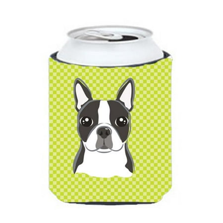 

Lime Checkered Boston Terrier Can or Bottle Hugger