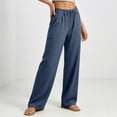 thumbnail image 6 of Linen Pants For Women Cotton And Linen Solid Color Drawstring Casual Long Pants With Pocket Waist Summer Flowy Pants, 6 of 9