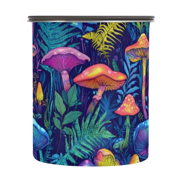 Fantasy Mushroom Airtight Coffee Bean Canister 30oz Food Storage Containers with Lids For Gournd, Tea, Sugar, Flour, Rice, Cereal, Candy Cookie Jar