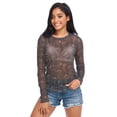 thumbnail image 4 of Ice Silk Mesh Long Sleeve Top Cooling Comfort Women's Crewneck Mesh Tops Casual Shirt Mushrooms and Glittering Stars XX-Large, 4 of 6
