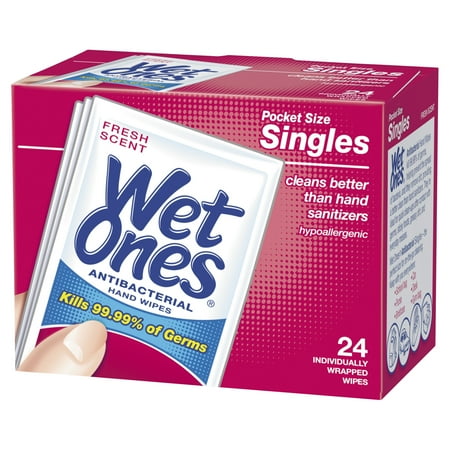 Wet Ones Antibacterial Hand Wipes Fresh Scent Individually Wrapped Single - 24 Count