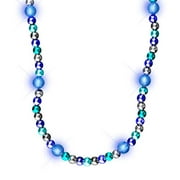 Blue Silver Light Up LED Mardi Gras Beads Necklace