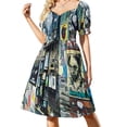 thumbnail image 1 of Galería de arte callejero Vestido de manga corta Ropa estética Vestidos Verano Mujer Vestido largo Mujer, 1 of 8