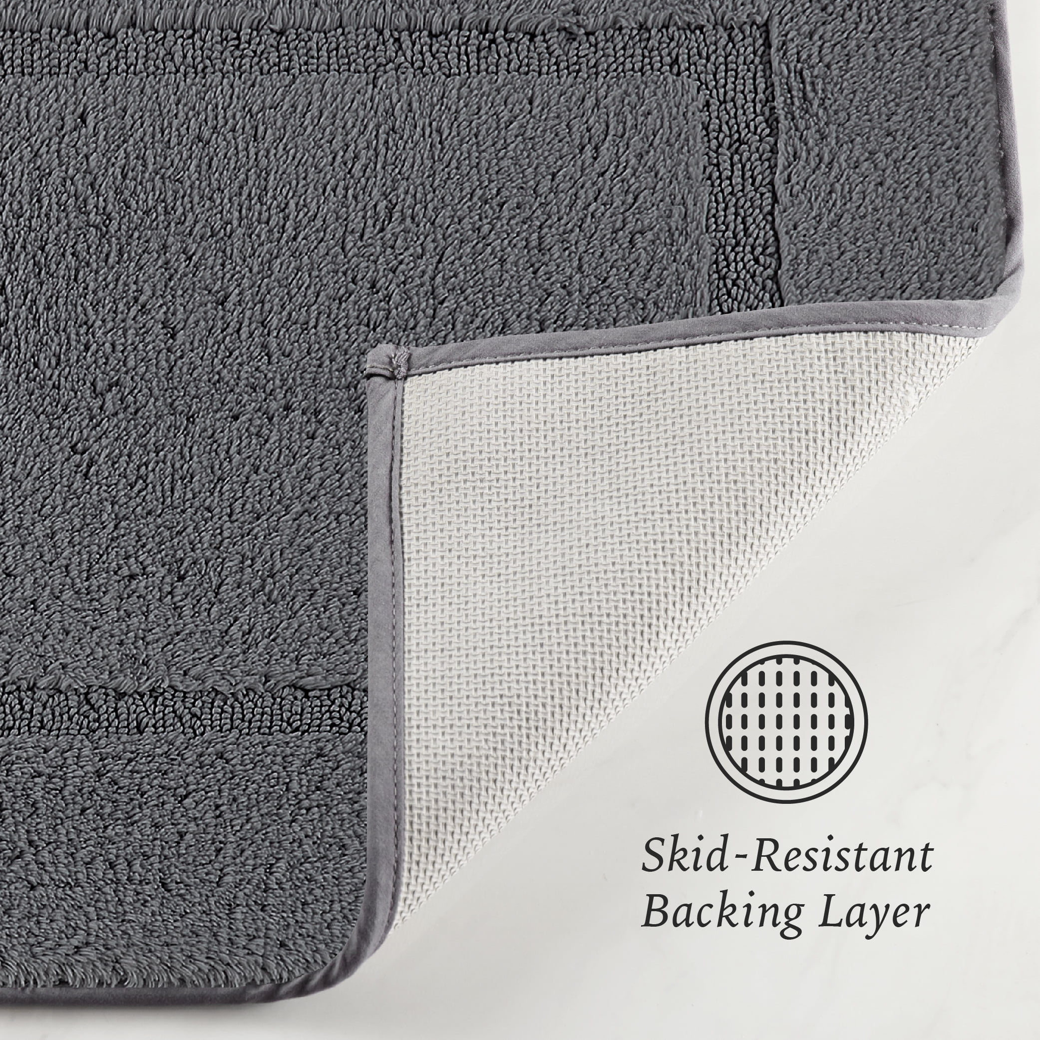Hotel Style Organic Cotton Luxury 2-Piece Bath Rug Set, Charcoal Sky