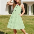thumbnail image 6 of Toddler Girl Clothes under $5 Sleeveless Round Neck Button Summer Dress Casual with Pockets Dress 2-12 Years Green 4 Years, 6 of 6