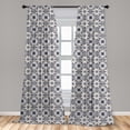 thumbnail image 5 of Ambesonne Vintage Curtains, Ethnic Floral Motifs Plot, Pair of 28"x84", Dark Sky Blue and Champagne, 5 of 5