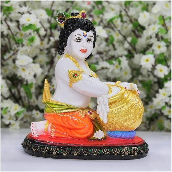 Baby Krishna Statue Small Krishna Idol Handcrafted Baby Krishna Murti Bal Krishna Sculpture Laddu Gopal Idol Makhan Chor Krishna Figurine Indian Mandir Decor Gift for Indian - AtoZ India Cart