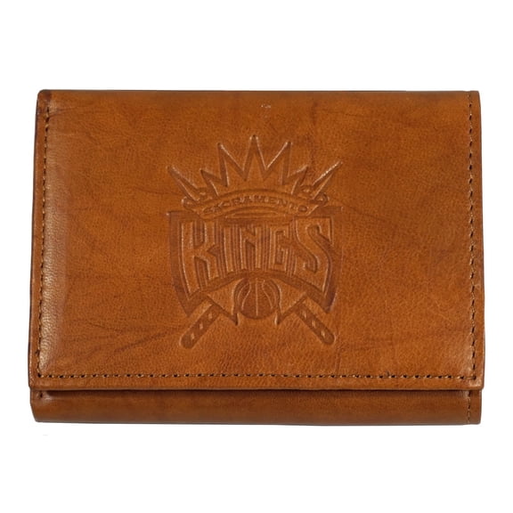 Sacramento Basketball Kings Brown Leather Embossed Trifold Wallet